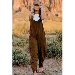 Double Take Full Size V-Neck Sleeveless Jumpsuit with Pockets
